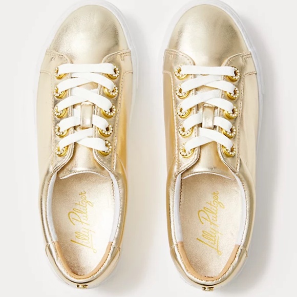 *NWT* Lilly Pulitzer Lux Hallie Sneaker - Gold Metallic (Size 6) - Picture 4 of 6